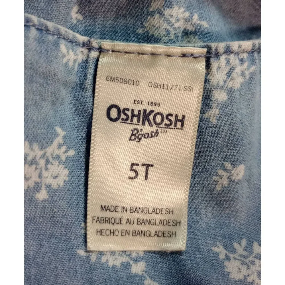 Oshkosh Dress Girls‎ 5T Chambray White Floral